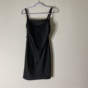 House of Harlow 1960 Womens black satin braids red mixed strap mini dress XS NEW